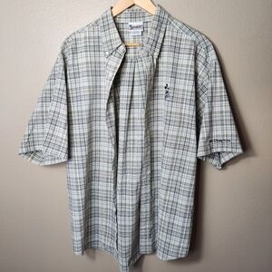Walt Disney World Tan Plaid SS Buttondown Shirt w/Mickey Embroidery-Size XL